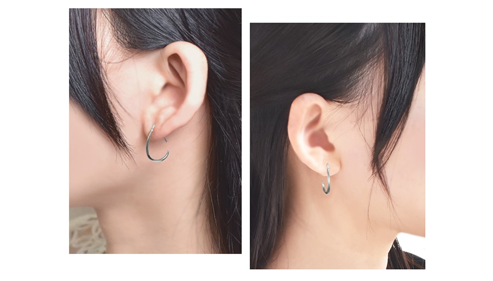【美品】ホワイトゴールドのピアスフックと天然石のピアストップ ジュエリーツツミ K18ホワイトゴールドピアス フックピアス