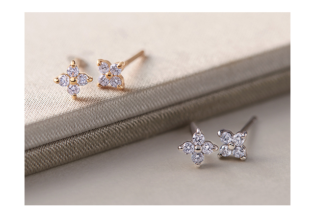 ジュエリーツツミ K18イエローゴールドダイヤモンドピアス