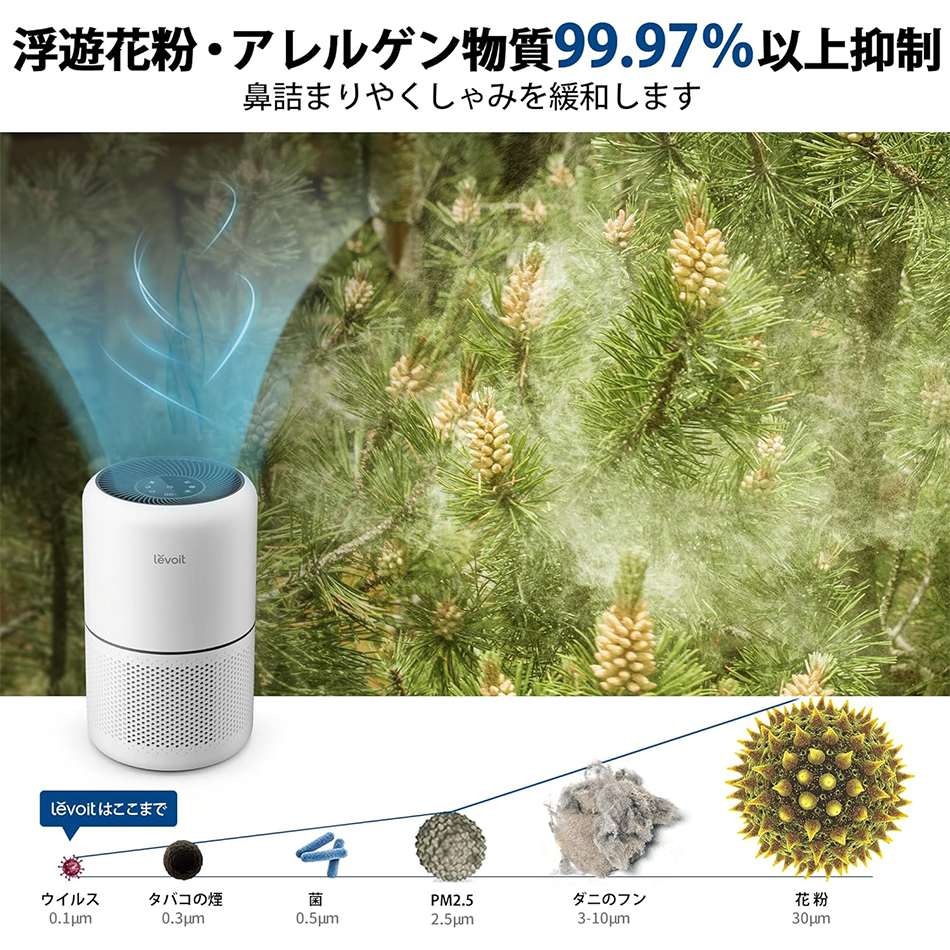 空気清浄機 levoit レボイト コンパクト Core 300 卓上 hepa フィルター 強力 ハウスダスト ウイルス除去 カビ 省エネ 20畳 純正品 ２年保証 |  | 12