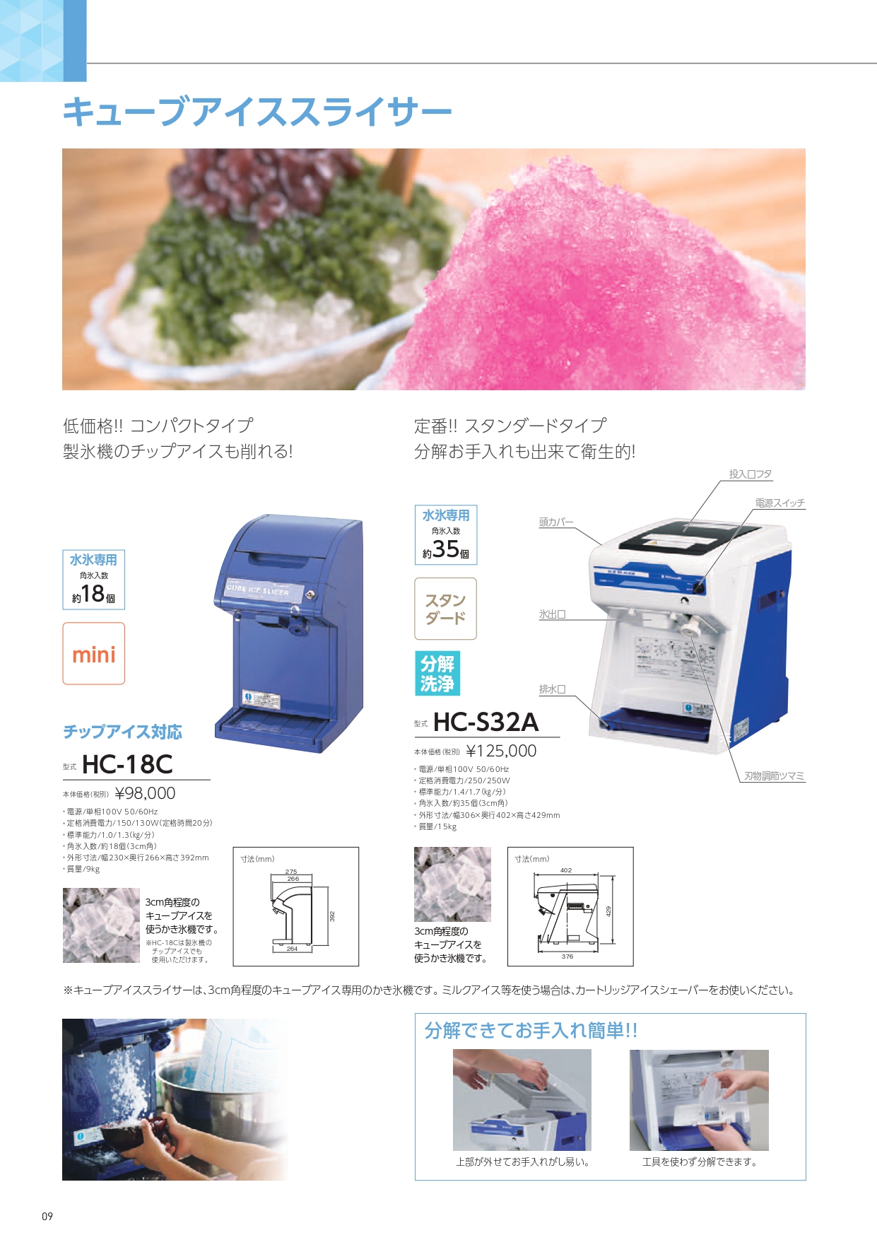 かき氷機 業務用 キューブアイススライサー HC-18C (B) CHUBU - 調理器具