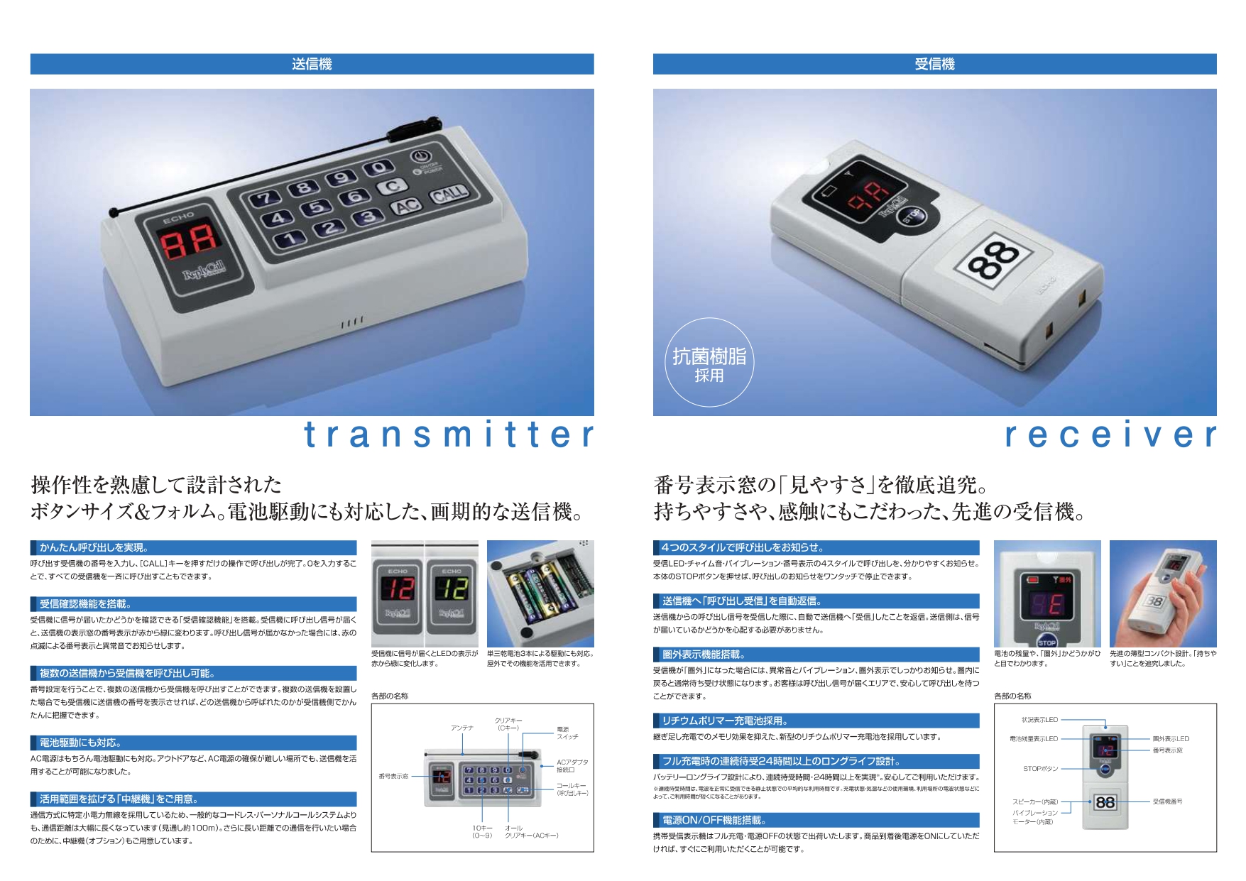 株)エコー総合企画 ECHO リプライ コール ReplyCall 受信機 RE-200 ※オプション選択あります。 : re-200 : 宝詮 -  通販 - Yahoo!ショッピング