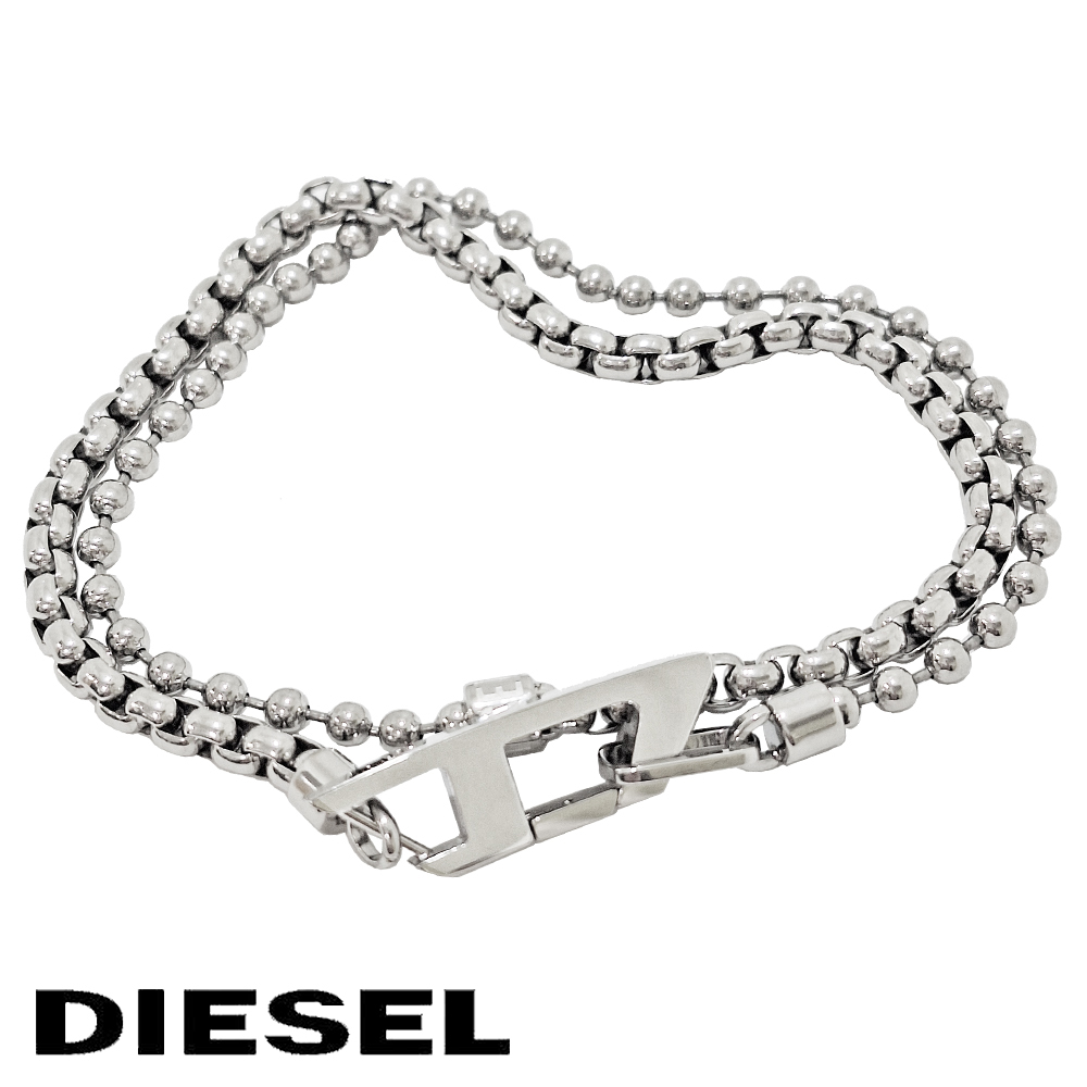 DIESEL（ディーゼル） ブレスレット メンズ 二連 チェーン Dロゴ