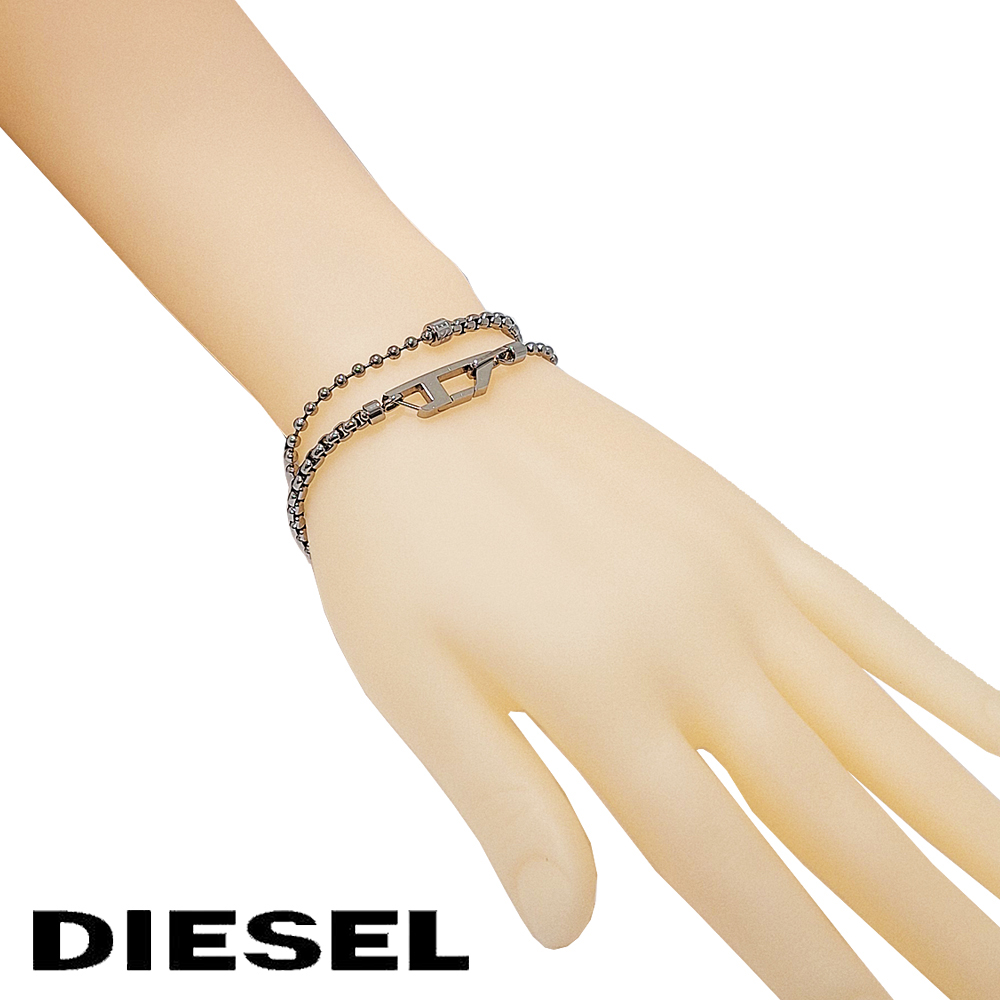 DIESEL（ディーゼル） ブレスレット メンズ 二連 チェーン Dロゴ