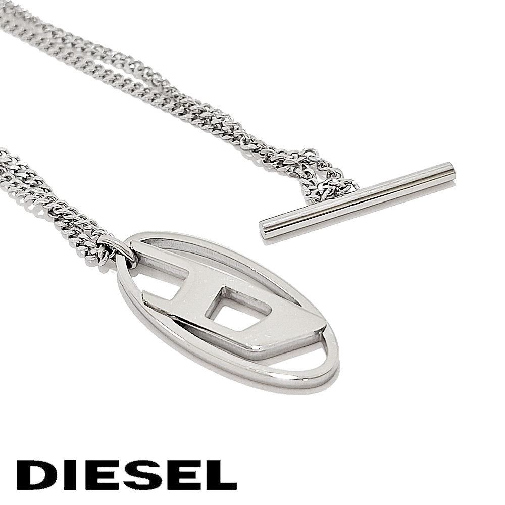 【2点セット】ディーゼル DIESEL片シルバー ステンレス クロス DIESEL（ディーゼル） 「並行輸入品」 ブレスレット 二連ブレス