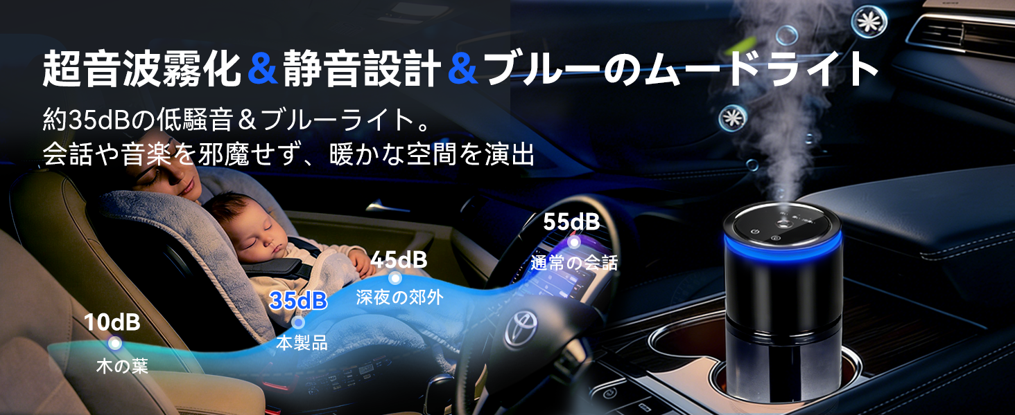 アロマディフューザー 3段階香り調整可能 アロマオイル 車