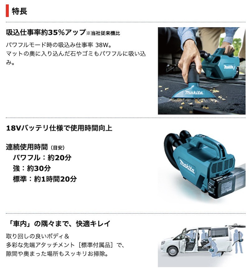 マキタ（makita） 【正規店】 makita 18V コードレス掃除機 充電式