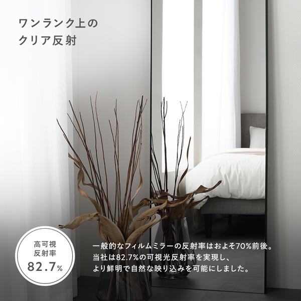 割れない ミラー フィルムミラー 約30×120cm シルバー 超軽量 壁掛け