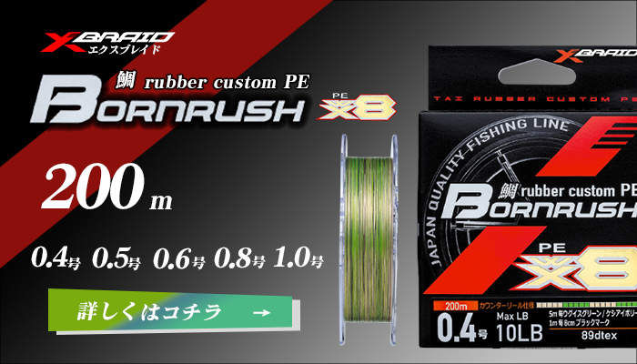 YGK XBRAID 鯛 rubber custom PE BORN RUSH WX8 / エックスブレイド