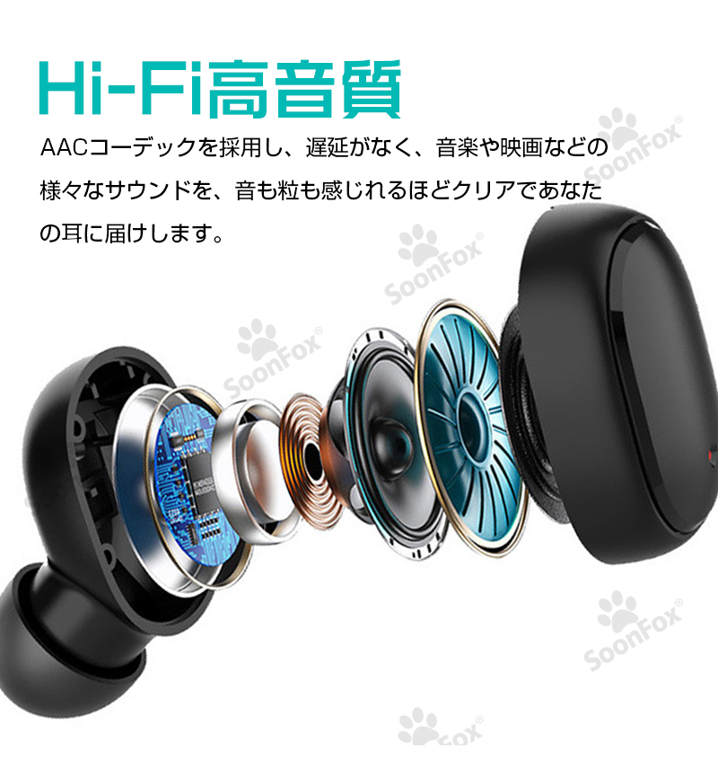 SoonFox・Bluetooth5.0】 Bluetooth イヤホン ノイズキャンセリング 