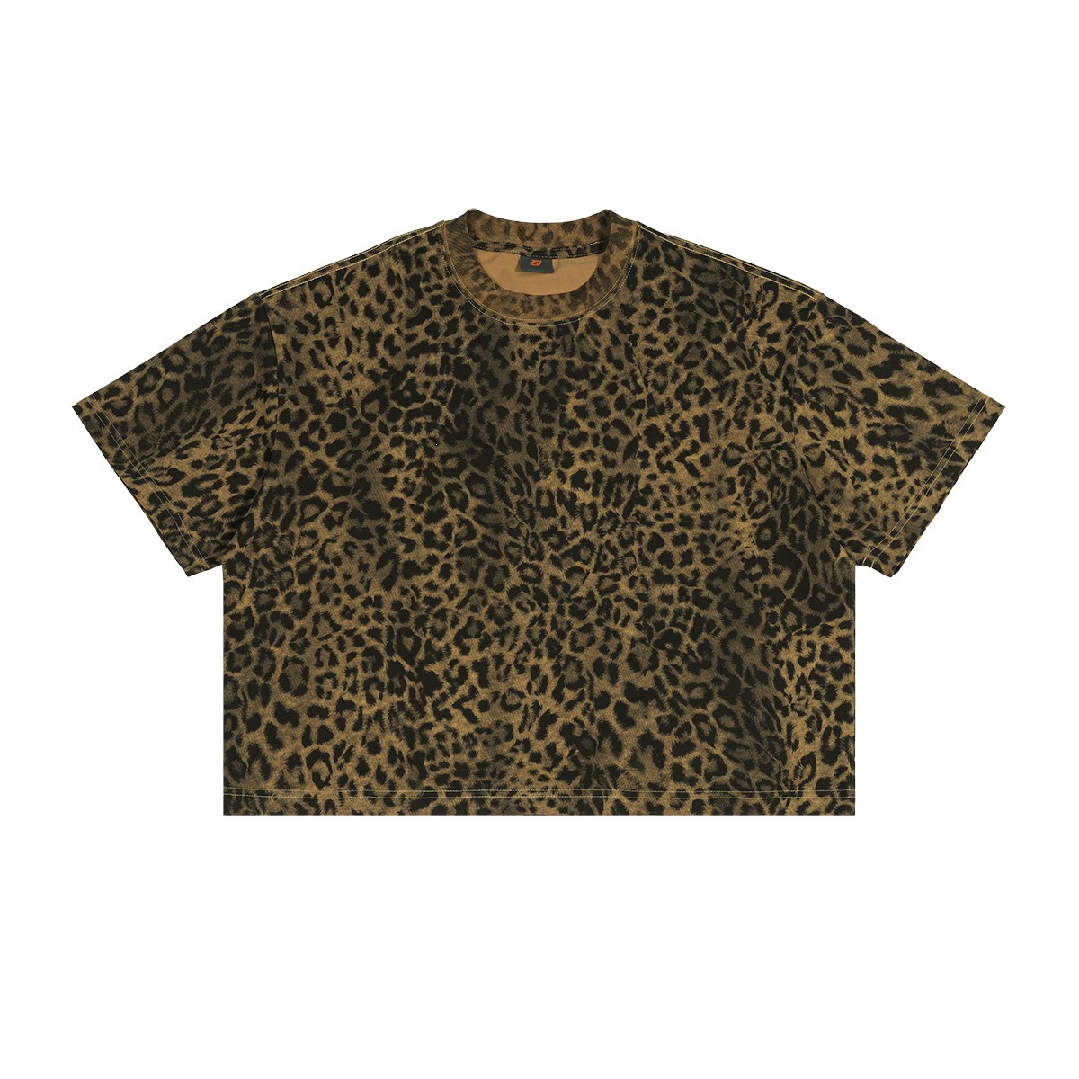 Tシャツ メンズ 半袖 レオパード柄 ヒョウ柄 総柄 綿混 210g ゆったり