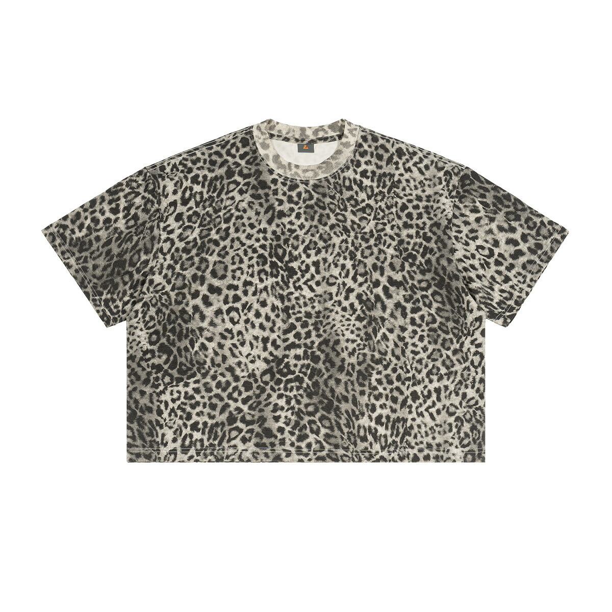 Tシャツ メンズ 半袖 レオパード柄 ヒョウ柄 総柄 綿混 210g ゆったり