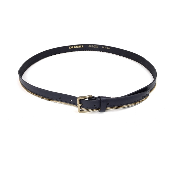 DIESEL（ディーゼル） レザーナローベルト レディース ゴールド