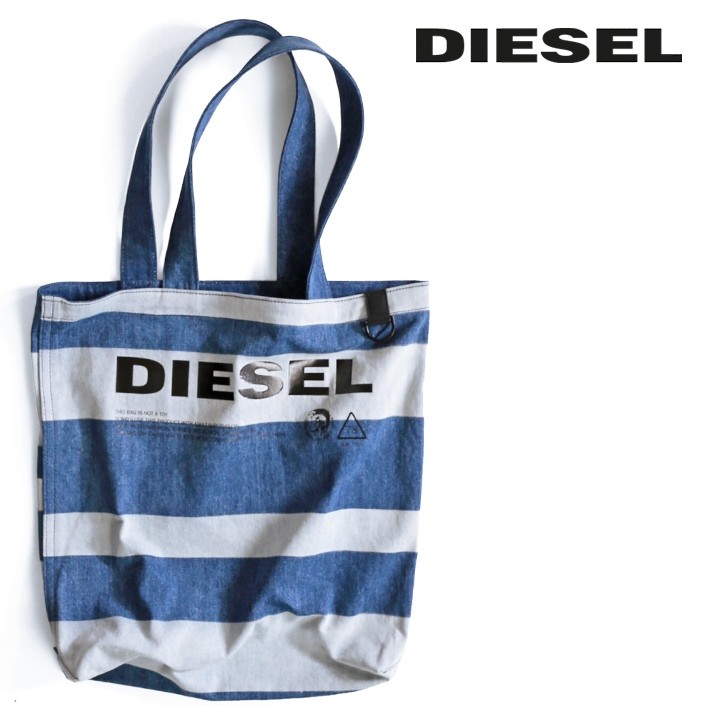 ディーゼル DIESEL トートバッグ 鞄 メンズ レディース 男女兼用 ロゴ ボーダー デニム生地 肩掛けバッグ F-THISBAG SHOPPER  NS