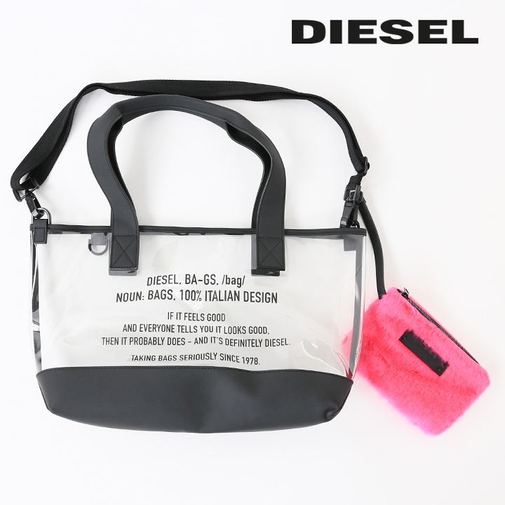 DIESEL（ディーゼル） トートバッグ 鞄 レディース ふわモコポーチ付き 