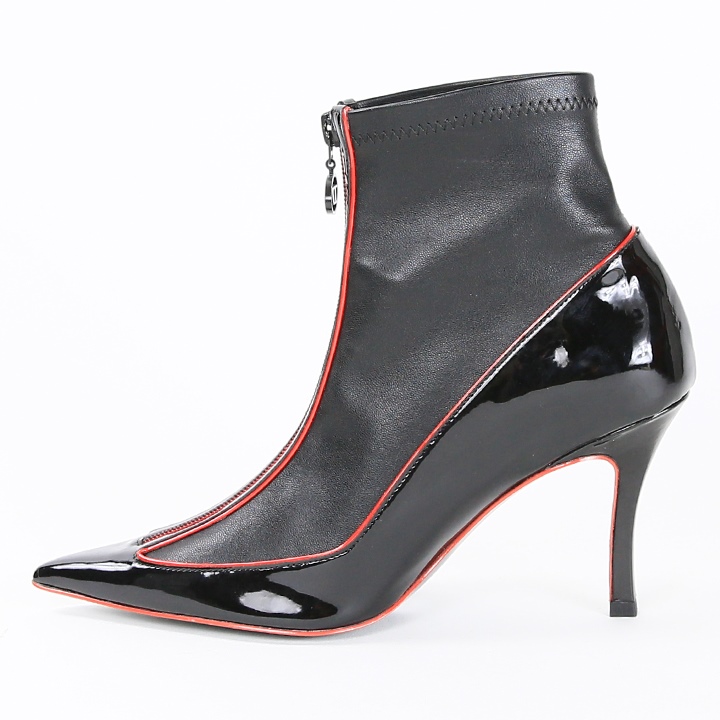 DIESEL ディーゼル パンプス ピンキーヒール バッグジッパー 黒 D-VENUS SB D-Venus-Slingback pumps in leather-trimmed mesh