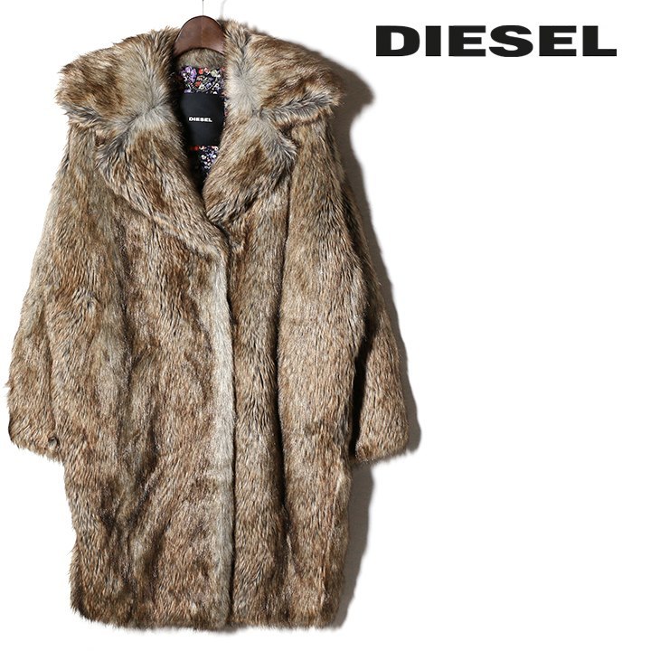 ディーゼル DIESEL フェイクファーコート レディース 総柄花柄裏地