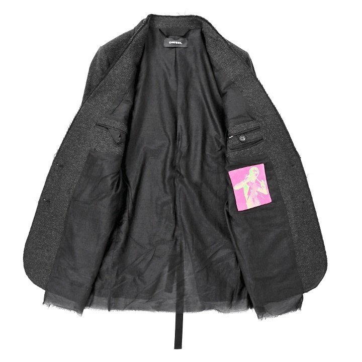 DIESEL テーラードジャケット S ウール混 デニムポケット 美品 die-l-o-b8-141_3.jpg