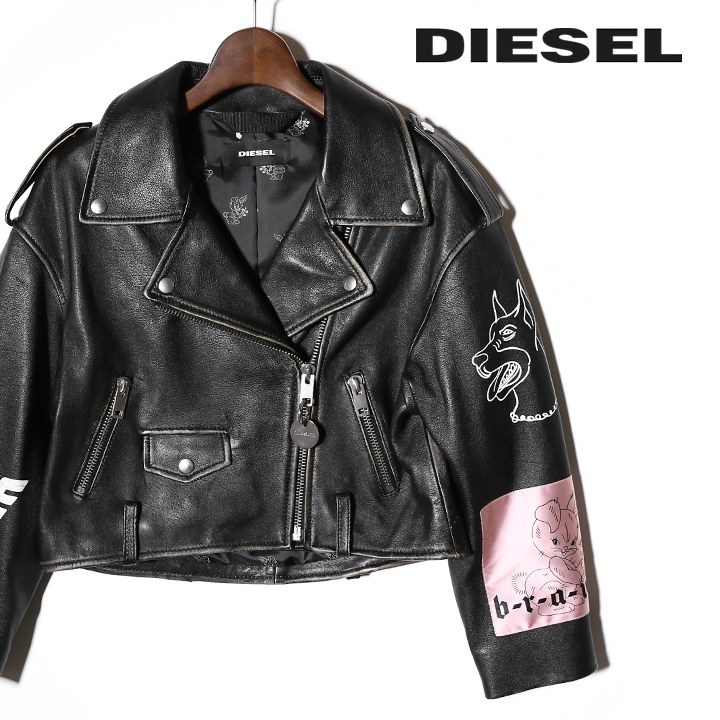 ディーゼル DIESEL ダブルライダースジャケット レディース 羊革