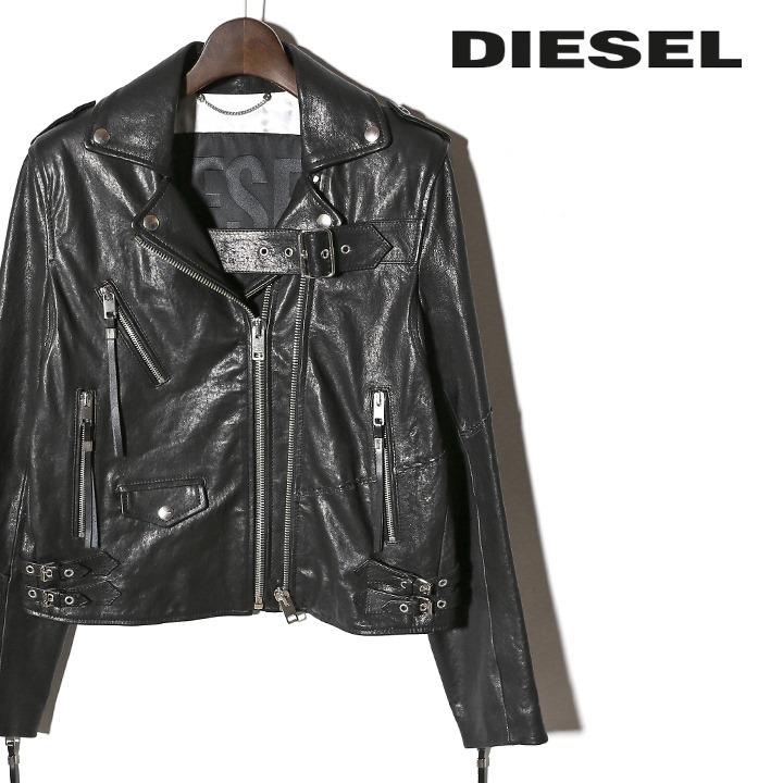 ディーゼル DIESEL レザーライダースジャケット レディース 羊革