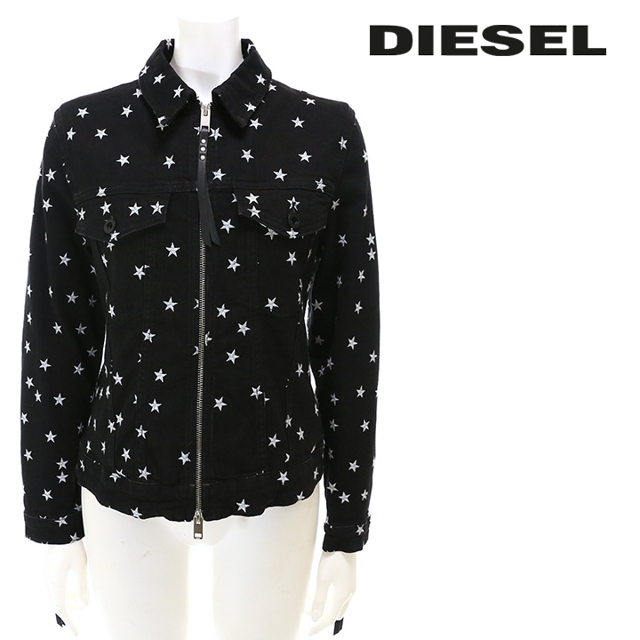 ディーゼル DIESEL デニムジャケット レディース 星柄刺繍 肘パッチ 