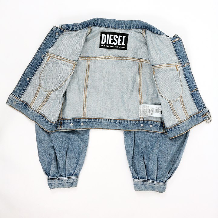 極美品 DIESEL ショート丈 デニム ジャケット Gジャン DE-PUFFY 洗える/ストレッチ】ショート丈デニムジャケット（デニム