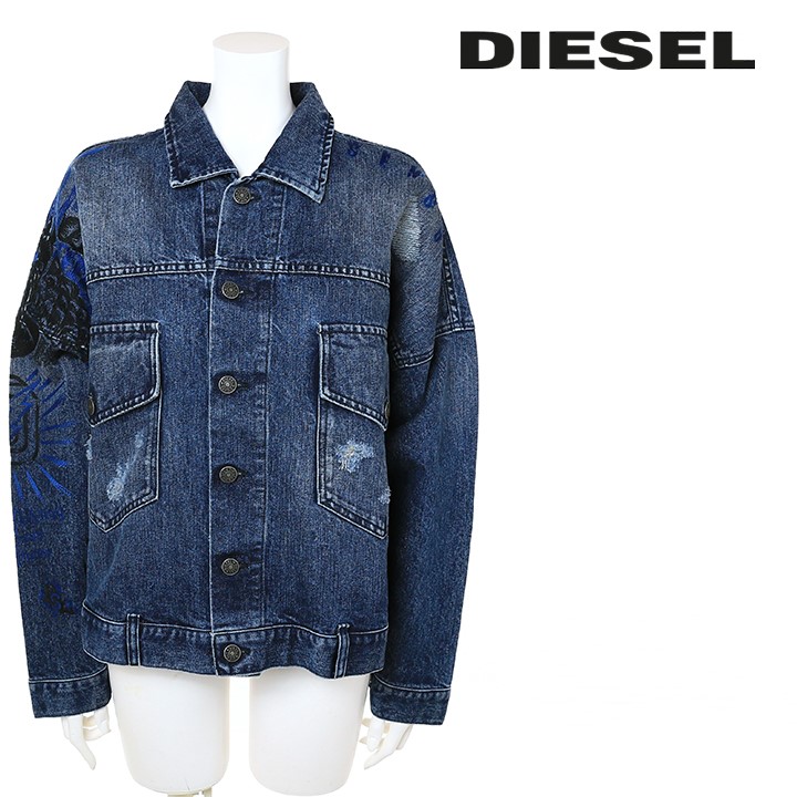 ディーゼル DIESEL デニムジャケット レディース ラメ糸混 刺繍