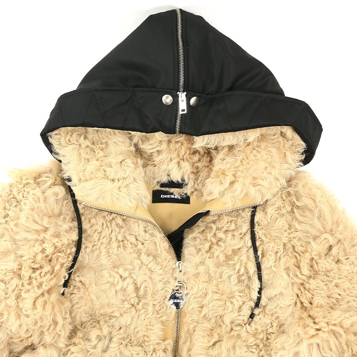DIESEL ファージャケット DIESEL（ディーゼル） 中綿ジャケット メンズ エコファー フェイク