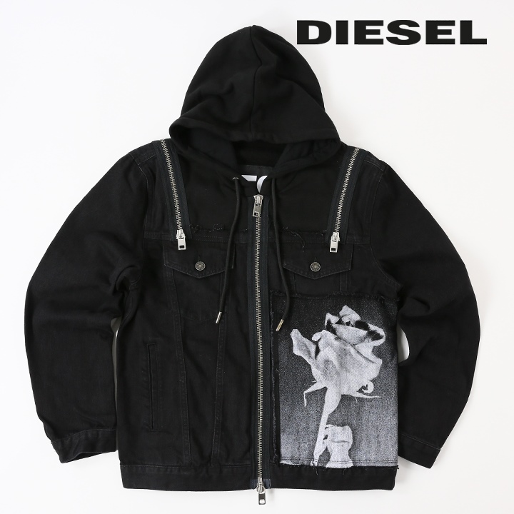 ディーゼル DIESEL デニムジャケット レディース プリント ブラック