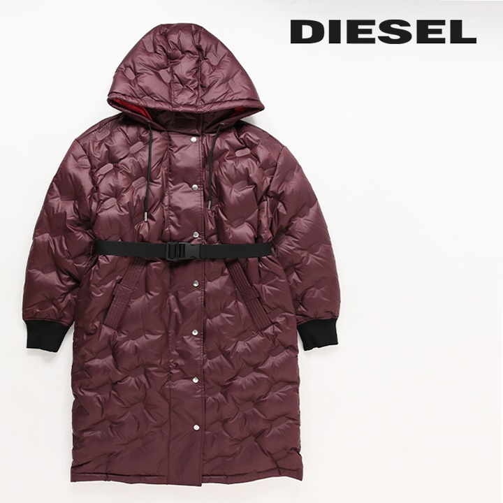 ディーゼル DIESEL ロングダウンコート レディース ロゴキルティング