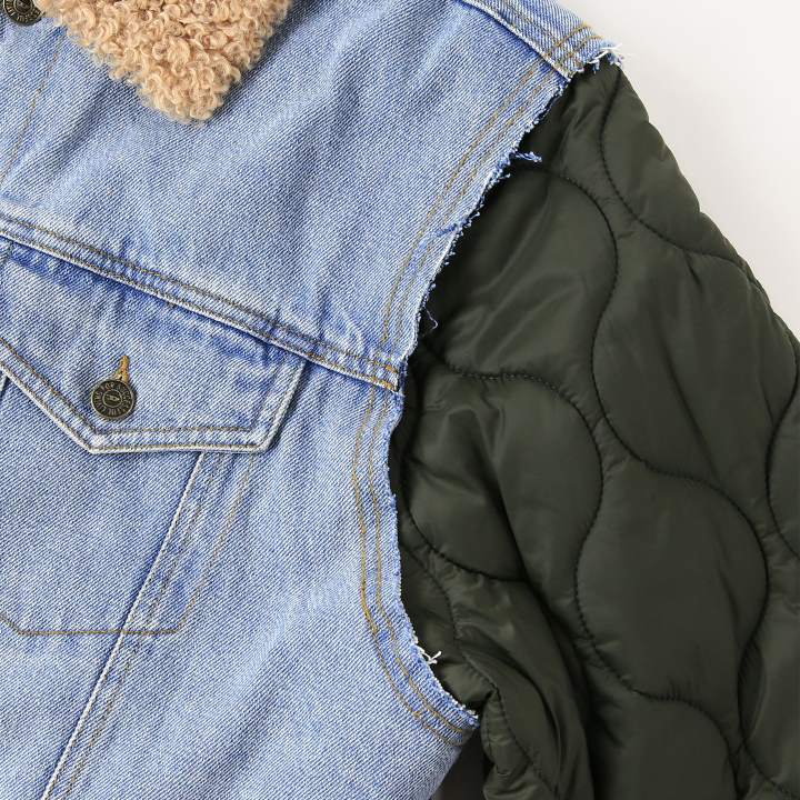 DIESELディーゼル レディース異素材切替 ボア デニムキルティング中綿コート tutto-tutto_die-l-o-d8-028