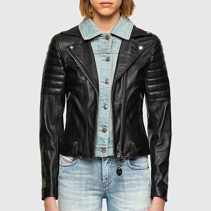 ディーゼル レディース レザー シングルライダースジャケット 美品 L DIESEL ディーゼル レザージャケット レディース 羊革 本革