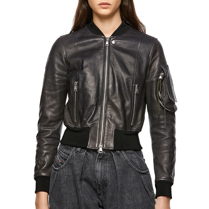 DIESEL ディーゼル レザーボンバージャケット レディース 羊革