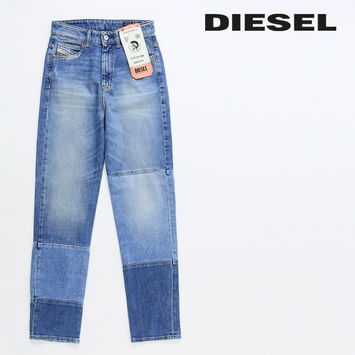 ディーゼル DIESEL ジーンズ デニム パンツ レディース ダメージ加工 切替 ハイウエスト ストレッチ ストレート D-ELISELLE-X