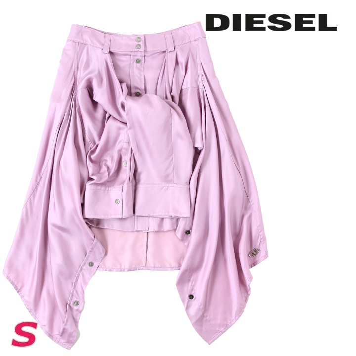 DIESEL ディーゼル シルク混サテン フェイクシャツ 膝丈スカート DIESEL ディーゼル 膝丈スカート レディース オーバルD