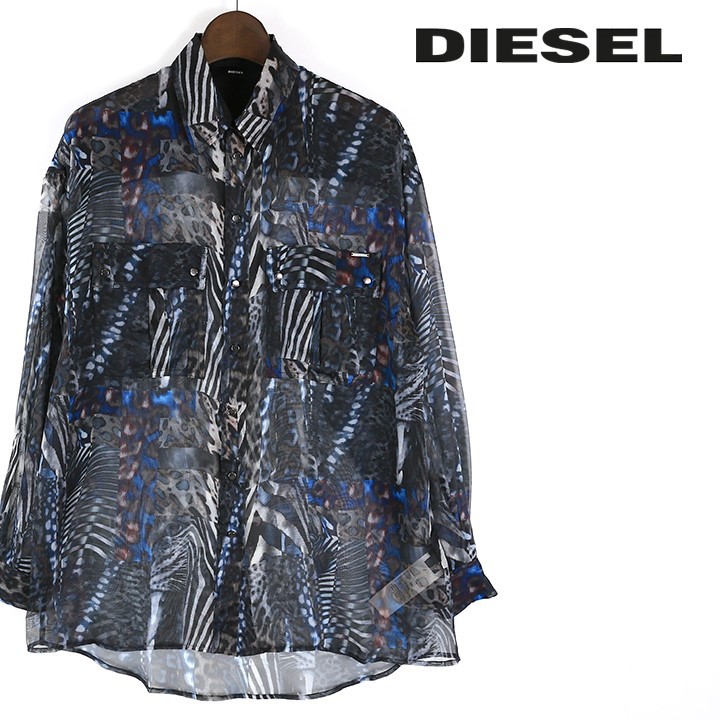 10％OFF ディーゼル DIESEL チュニック シャツ シースルー フレア 総柄