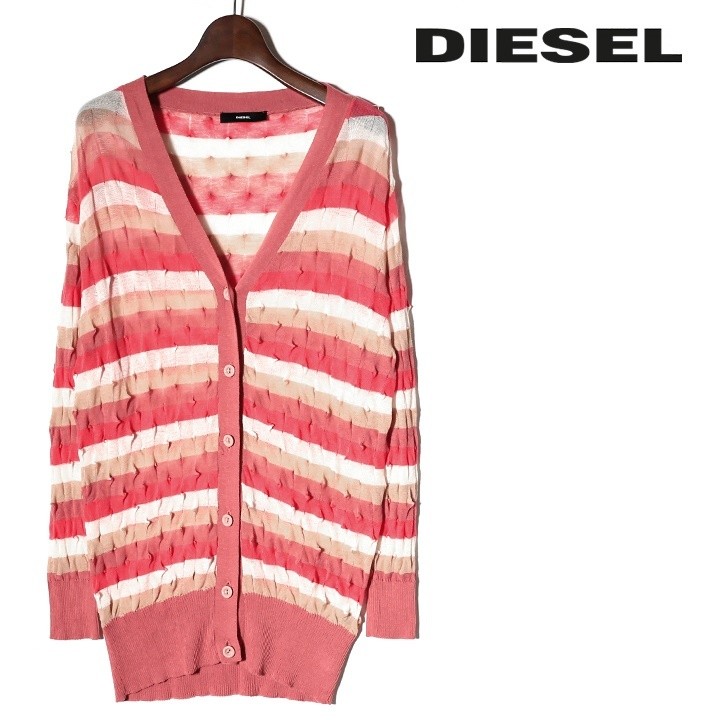 ディーゼル DIESEL 長袖カーディガン レディース マルチボーダー 変形