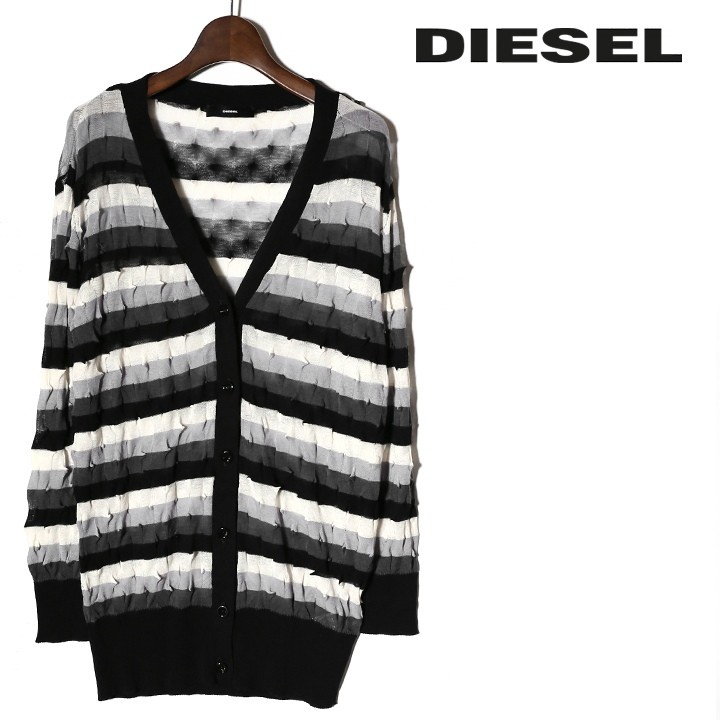 ディーゼル DIESEL 長袖カーディガン レディース マルチボーダー 変形