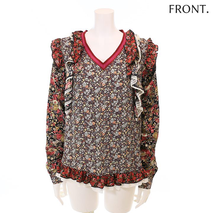 タグ付き DIESEL ディーゼル 花柄 シャツ ブラウス フリル付き DIESEL 