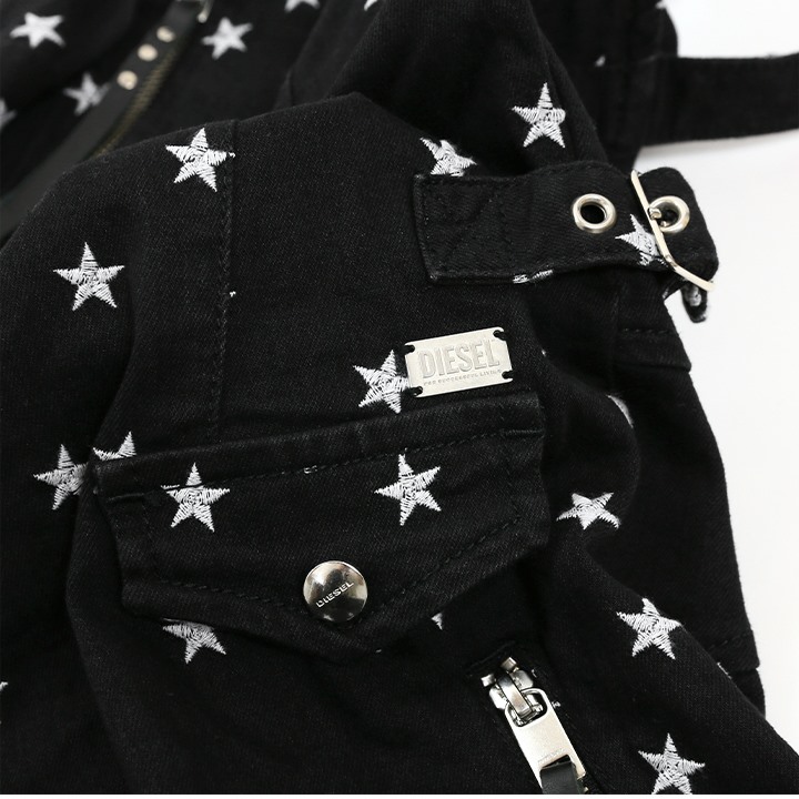 DIESEL ブラック デニム 星 刺繍 ワンピース DIESEL ディーゼル ブラックデニムワンピース レディース 星柄