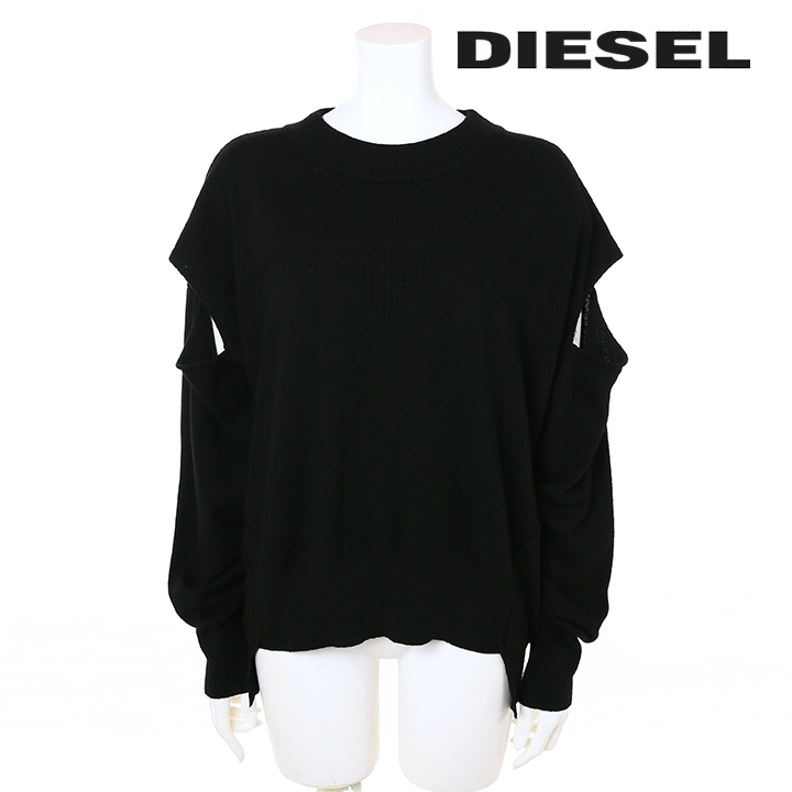 ディーゼル DIESEL プルオーバーニットセーター レディース カシミヤ混 ウール混 オフショルダー ラウンドネック 長袖 M-CRISTAL