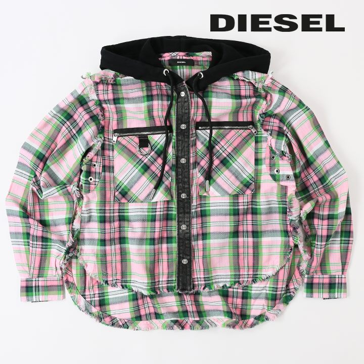 ディーゼル DIESEL 長袖フード付きシャツ レディース カットオフ 