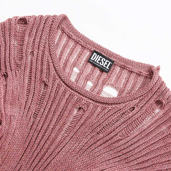 DIESEL>>ディーゼル M スリット ニット ドレス DIESEL ディーゼル ロングワンピース ドレス レディース 麻