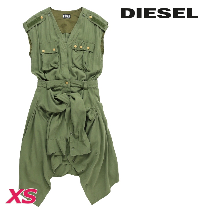 DIESEL ディーゼル ノースリーブワンピース Tシャツ シフォン レース 中古・古着通販】DIESEL (ディーゼル) ノースリーブワンピース