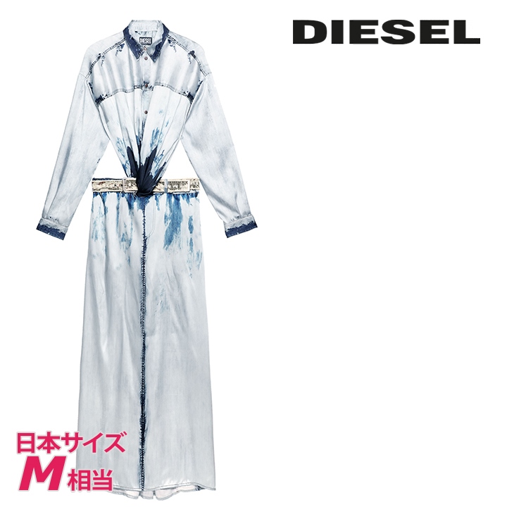 【美品】DIESEL(ディーゼル) ベルト付　デニムシャツワンピース DIESEL ディーゼル ドレスシャツマキシワンピース レディース