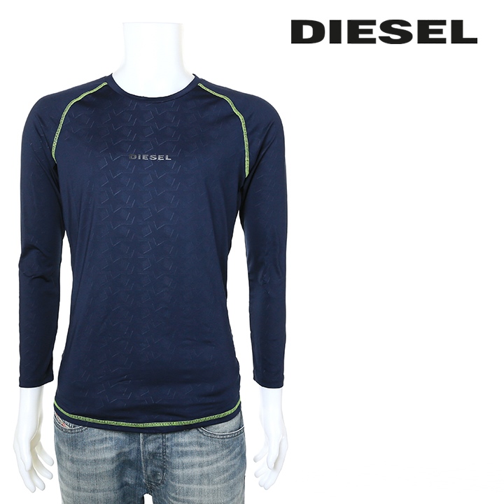 ディーゼル DIESEL 長袖Tシャツ メンズ 総柄 ロゴプリント アンダー 