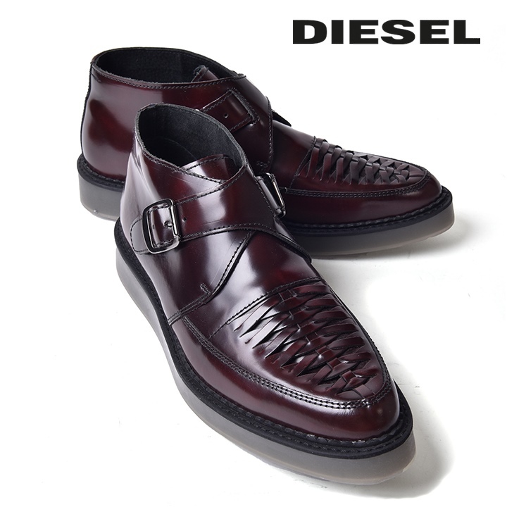 ディーゼル DIESEL レザーシューズ 靴 メンズ 本革 編み込み モンク