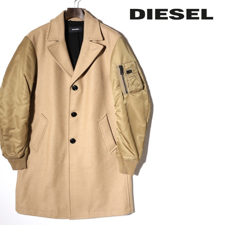 ディーゼル DIESEL チェスターコート メンズ 中綿入り袖切替 ウール