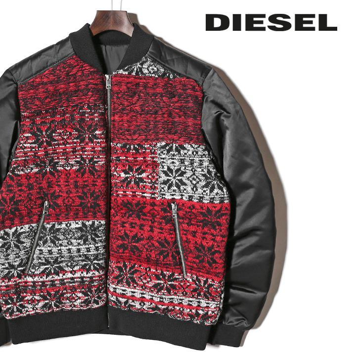 ディーゼル DIESEL ダウンジャケット メンズ キルティング ニット切替