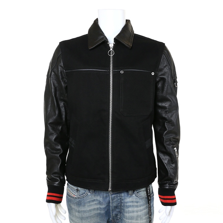 未使用級 DIESEL ジャケット デニムディティール 切替 ストレッチ 黒系 DIESEL ディーゼル デニムジャケット メンズ ブラックデニム