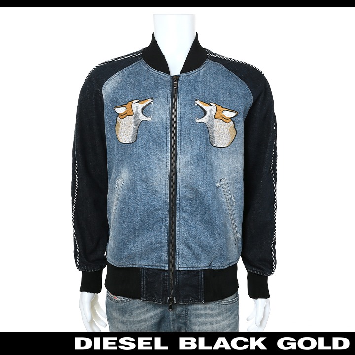 ディーゼルブラックゴールド DIESEL BLACK GOLD デニムジャケット メンズ 刺繍装飾 ダブルジップアップ デニムジャンパー JADOM